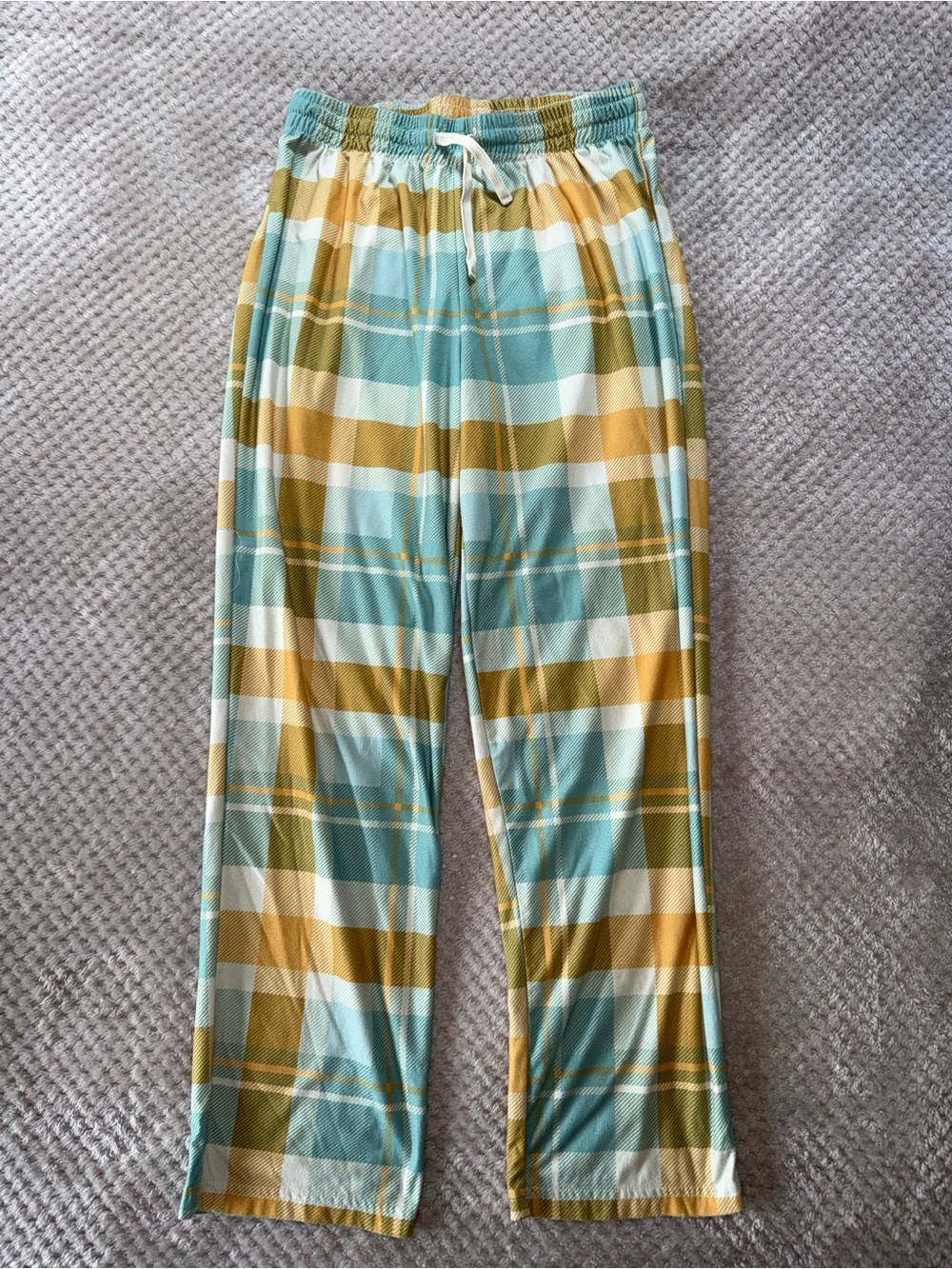 Cat & Jack Plaid Pajama Pants in Teal, Mustard & White